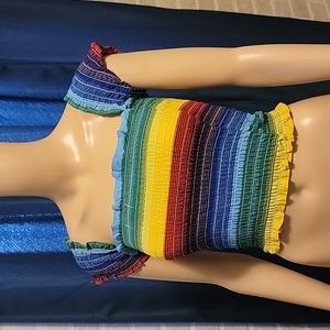Colorful POOF NEW YORK crop top.